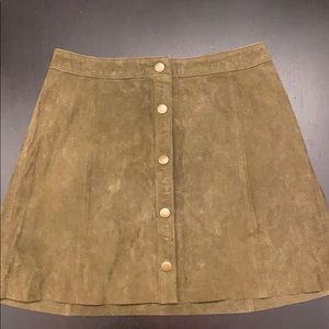Olive colored faux suede mini skirt